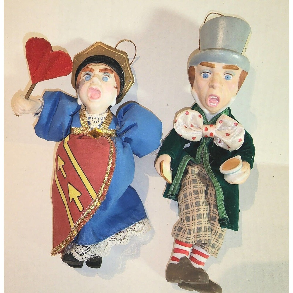 Kurt Adler Alice in Wonderland Porcelain Figures Queen+Hatter Doll Ornament 1989